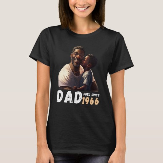 Dad Fuel Since 1966 Quote Black King Magic Fathers T-shirt (Voorkant)