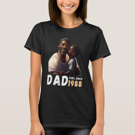 Dad Fuel Since 1988 Quote Black King Magic Fathers T-shirt (Voorkant)