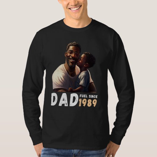 Dad Fuel Since 1989 Quote Black King Magic Fathers T-shirt (Voorkant)