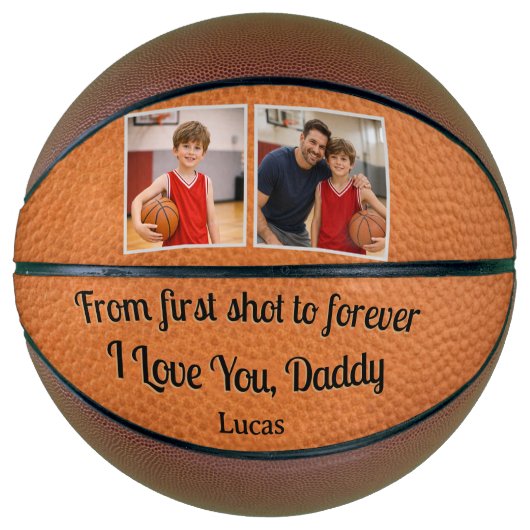 Dad Gift From First Shot to Forever 2 Photo Basketbal (Voorkant)
