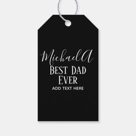 DAD Gift Personalized Classic Black White Cadeaulabel (Voorkant)