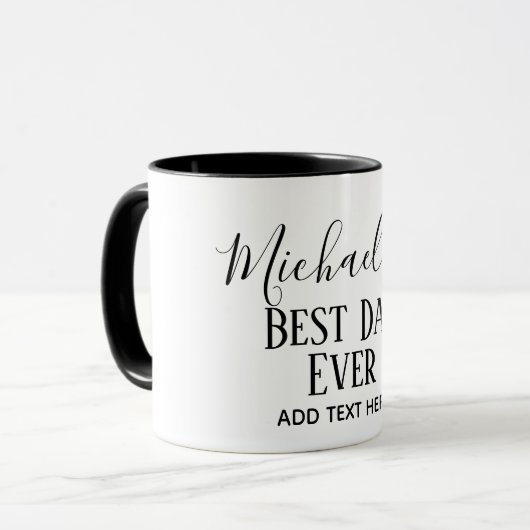 DAD Gift Personalized Classic Black White Mok (Voorkant links)