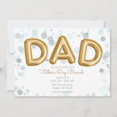 DAD Gouden Ballonnen Vaderdag Brunch Modern Grijs Kaart (Voorkant)