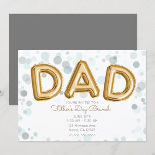 DAD Gouden Ballonnen Vaderdag Brunch Modern Grijs Kaart