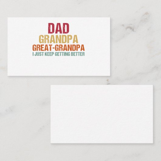 Dad Grandpa Great Grandpa Fathers Day Visitekaartje (Voorkant / Achterkant)