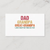 Dad Grandpa Great Grandpa Fathers Day Visitekaartje (Voorkant)