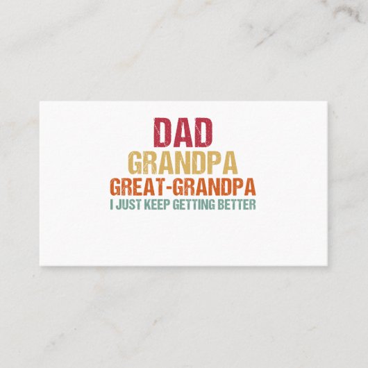 Dad Grandpa Great Grandpa Fathers Day Visitekaartje (Voorkant)