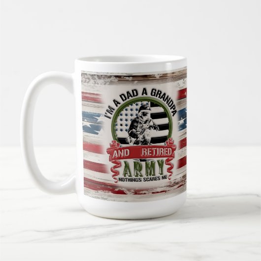 Dad Grandpa Retired Army Mug, USA Flag Gift Koffiemok (Links)