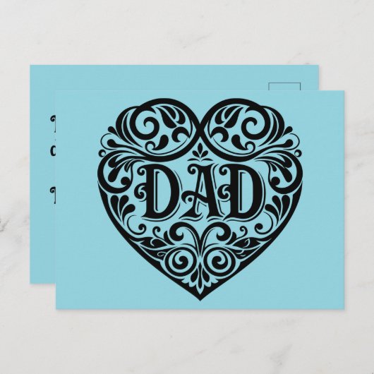 Dad Heart Vaderdag Briefkaart (Voorkant / Achterkant)