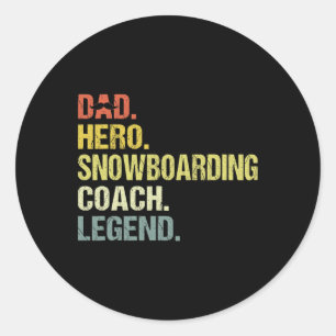 Dad Hero Snowboarden Coach Grappig Snowboarden Coa Ronde Sticker