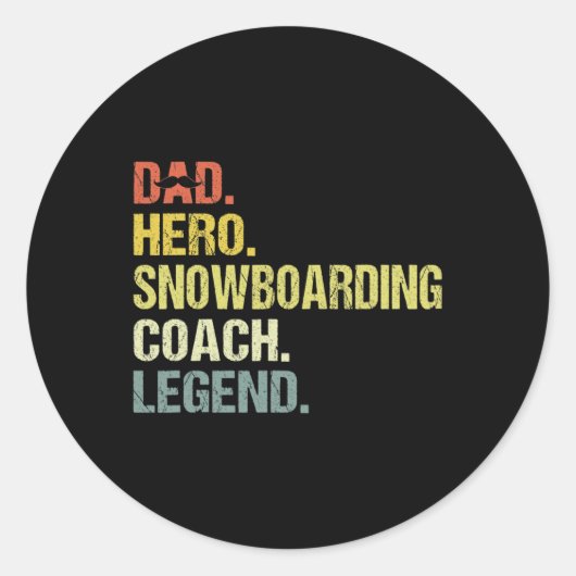 Dad Hero Snowboarden Coach Grappig Snowboarden Coa Ronde Sticker (Voorkant)
