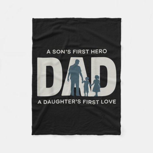 Dad Holding Kids Family Silhouette Father Quote  Fleece Deken (Voorkant)