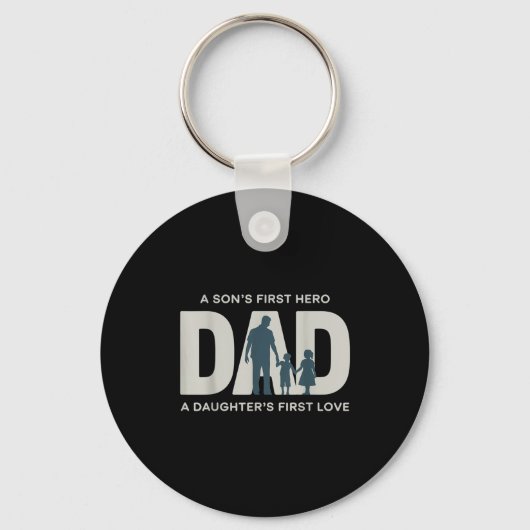 Dad Holding Kids Family Silhouette Father Quote  Sleutelhanger (Voorkant)