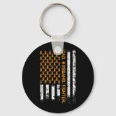 Dad Husband Fighter Ribbon USA vlag Leukemie Aware Sleutelhanger (Voorkant)