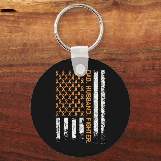 Dad Husband Fighter Ribbon USA vlag Leukemie Aware Sleutelhanger (Voorkant)