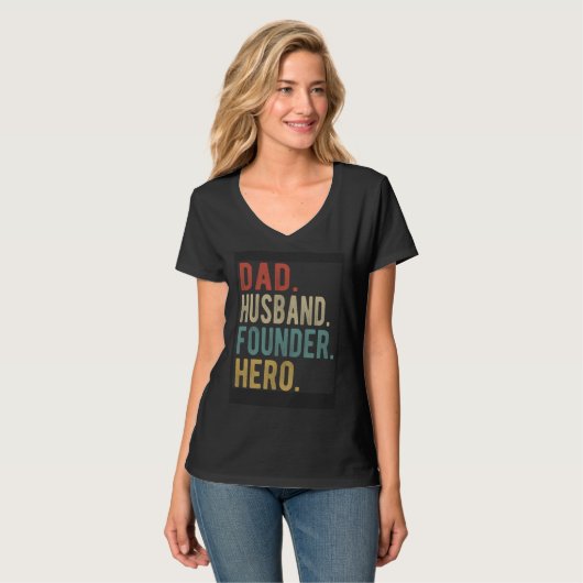 Dad Husband Founder Hero T-shirt (Voorkant volledig)
