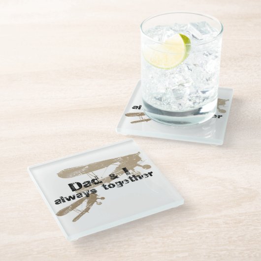 Dad & I always together. Posavasos Glazen Onderzetter (Schuin)