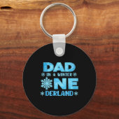 Dad In A Winter Onederland Bday Girl Sweet Snowfla Sleutelhanger (Voorkant)