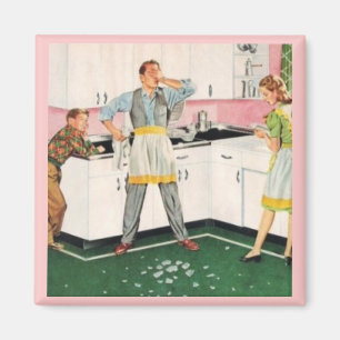 DAD IN APRON RETRO 1950 MAGNET