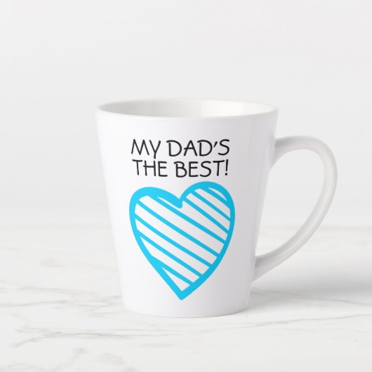 DAD IS DE BESTE | Kute Blue Striped Heart Latte Mok (Rechts)
