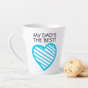 DAD IS DE BESTE   Kute Blue Striped Heart Latte Mok