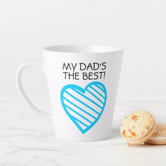 DAD IS DE BESTE | Kute Blue Striped Heart Latte Mok (In situ)