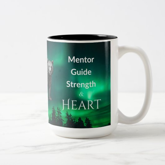 Dad Is Mentor, Guide, Strength & Heart Bear Mug Tweekleurige Koffiemok (Rechts)