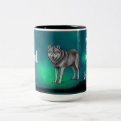 Dad Is Mentor, Guide, Strength & Heart Wolf Mug Tweekleurige Koffiemok (Center)