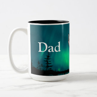Dad Is Mentor, Guide, Strength & Heart Wolf Mug Tweekleurige Koffiemok