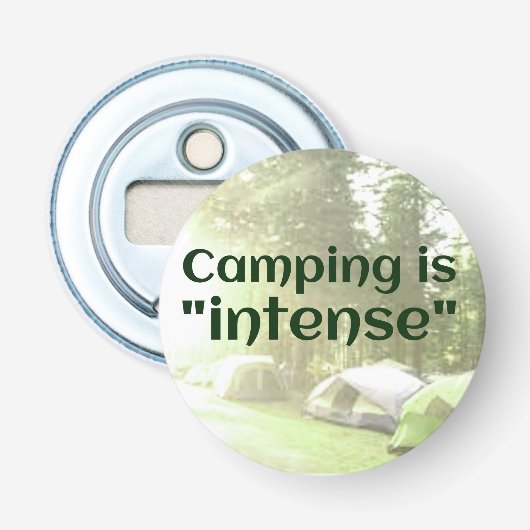 DAD JOKE Camping is "intens" Button Flesopener (Voorkant)