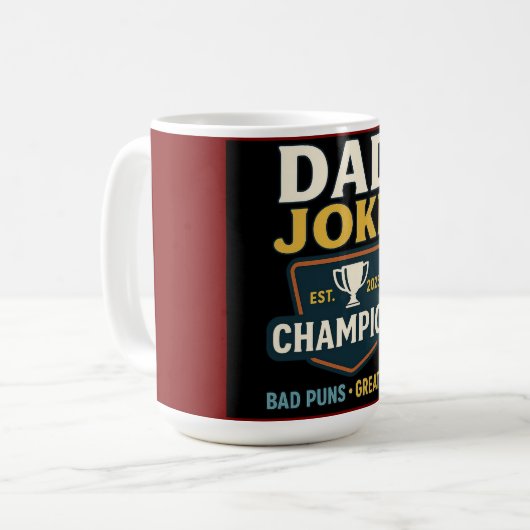 Dad Joke Champion 2025 Mug - Bad Puns, Great Fun! Koffiemok (Voorkant links)