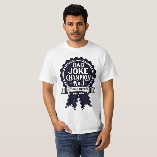 "Dad Joke Champion No. 1"  prijs T-shirt (Voorkant volledig)