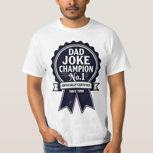"Dad Joke Champion No. 1" prijs T-shirt (Voorkant)