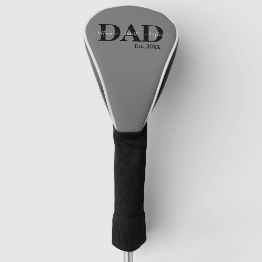 Dad Kids Namen Gevestigde Script Typografie Golfheadcover (Voorkant)