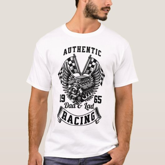 Dad & Lad Racing T-shirt – Classic Car Engine Desi (Voorkant)