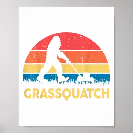 Dad Lawn Mowing Grquatch Bigfoot Mower Gift Funny Poster (Voorkant)