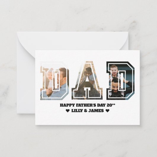 DAD Letter Cutout Photo Collage Vaderdag Notitiekaartje (Voorkant)