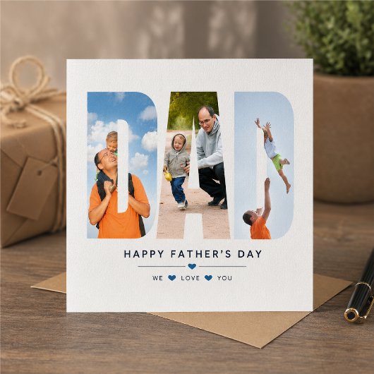 DAD Letter Knipsel Fotocollage Vaderdag Kaart