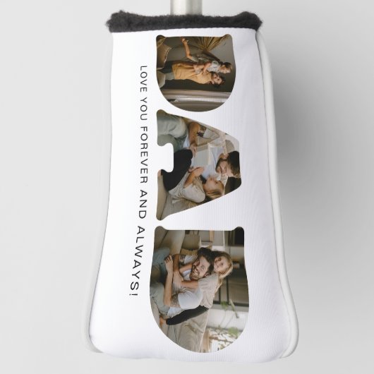 DAD Letter Photo Collage Vaderdag Golfheadcover (Draai 90)