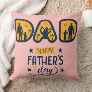 DAD Letters Silhouetten Tropische Zonsondergang Sc Kussen