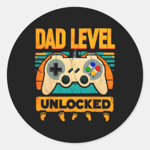 Dad Level Unlocked Father &#; een dag nieuwe vader Ronde Sticker