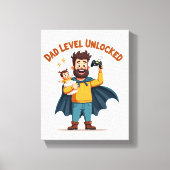 🎮 Dad Level Unlocked – Funny Gamer Dad's D Canvas Afdruk (Voorkant)