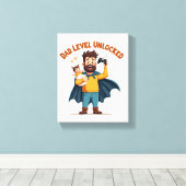 🎮 Dad Level Unlocked – Funny Gamer Dad's D Canvas Afdruk (Insitu (Houten vloer))