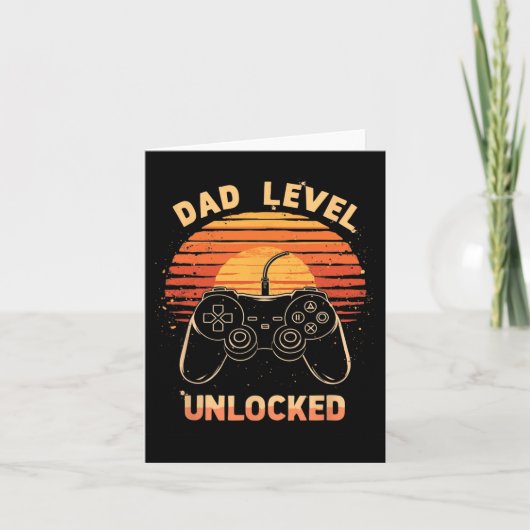 Dad Level Unlocked Funny Retro New Dad Gamer  Kaart (Voorkant)