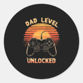 Dad Level Unlocked Funny Retro New Dad Gamer  Ronde Sticker (Voorkant)