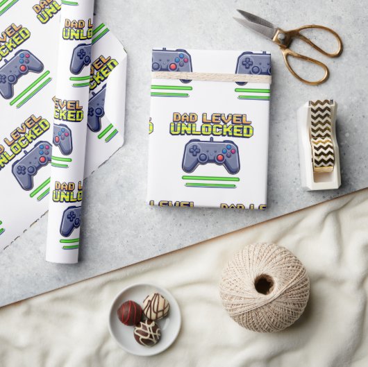 Dad Level Unlocked | Gamer Dad Eerste Vaderdag Cadeaupapier (Crafts)