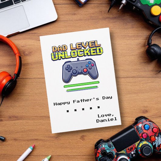 Dad Level Unlocked | Gamer Dad Eerste Vaderdag Kaart