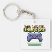 Dad Level Unlocked | Gamer Dad Eerste Vaderdag Sleutelhanger (voorkant)