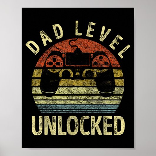 Dad Level Unlocked, Gaming Dad Video Gamer Dad, Fu Poster (Voorkant)