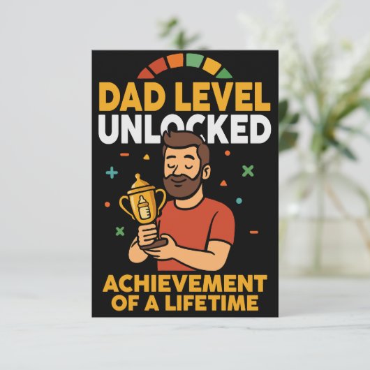Dad Level Unlocked - Grappig Vaderdag cadeau Bedankkaart (Staand voorkant)